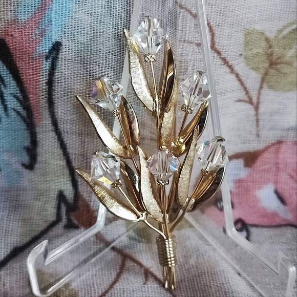 Unverified Juliana Gold Tone Crystal Clear AB Brooch Bicone Beaded Pin Stop EUC - Picture 5 of 11